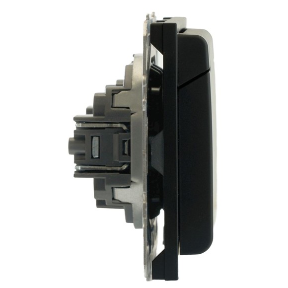 Розетка 1-местная с крышкой с защ. штор Stekker, б/з, 250В, 16А, серия Эмили, RST16-5113-05, черный уголь, soft touch 49852