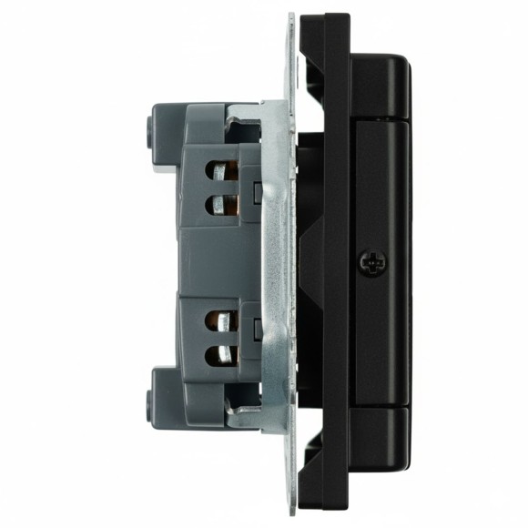 Розетка 1-местная с крышкой с защ. штор Stekker, б/з, 250В, 16А, серия Эмили, RST16-5113-05, черный уголь, soft touch 49852