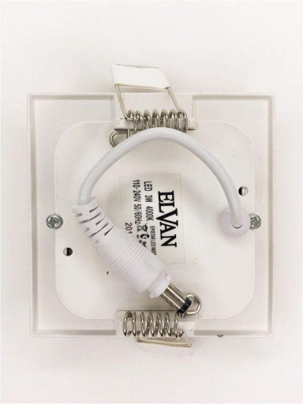 Встраиваемый светодиодный светильник Elvan VLS-102SQ-3W-WH-Wh