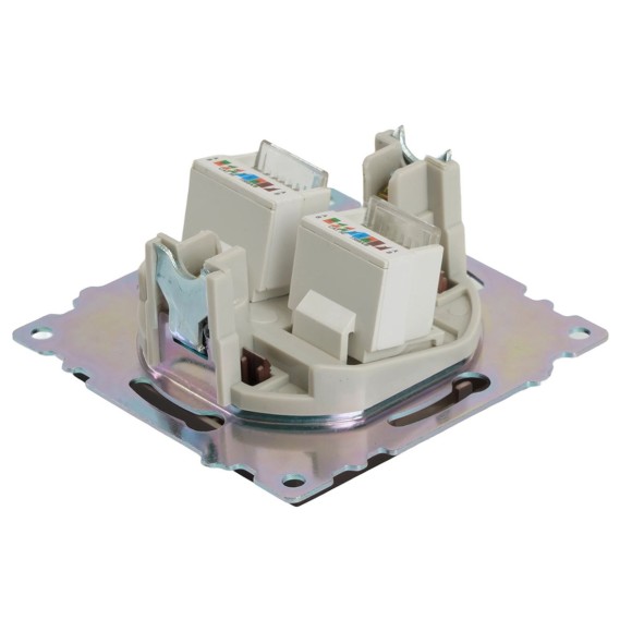Розетка компьютерная 2-местная RJ-45 (механизм) Stekker GLS00-7109-04 Катрин, шоколад 50006