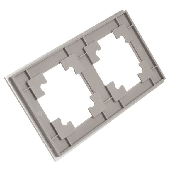 Рамка 2-местная, металл, Stekker, MFR00-7002-03, серия Катрин, серебро 50015