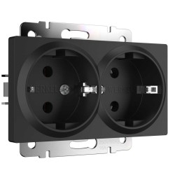 Розетка Werkel двойная с заземлением черный матовый W1172008 4690389156922