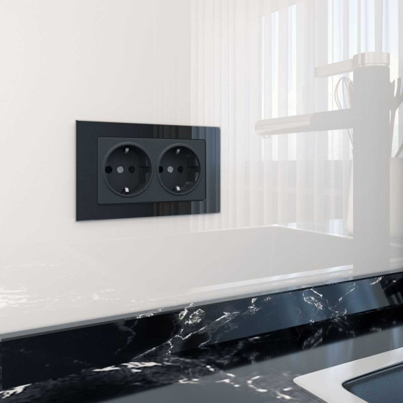 Розетка Werkel двойная с заземлением черный матовый W1172008 4690389156922 Розетка Werkel двойная с заземлением черный матовый W1172008 4690389156922