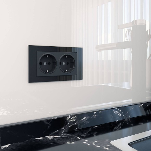 Розетка Werkel двойная с заземлением черный матовый W1172008 4690389156922 Розетка Werkel двойная с заземлением черный матовый W1172008 4690389156922