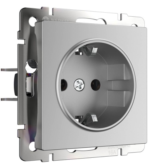 Розетка с заземлением Werkel серебряный W1171006 4690389157707