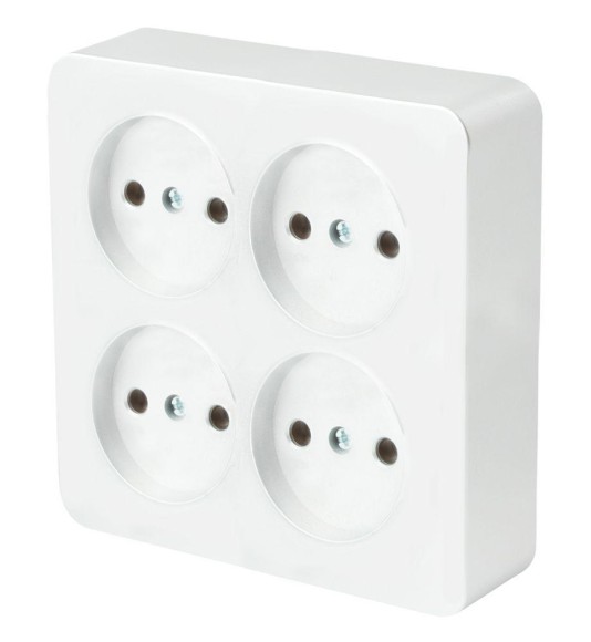 Розетка четырехместная 2P Stekker София белый MST10-14S-01 49309