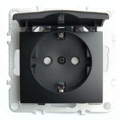 Розетка 2P+PE Stekker Эрна с крышкой черный PST16-9112-03 49156 Розетка 2P+PE Stekker Эрна с крышкой черный PST16-9112-03 49156