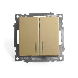 Выключатель двухклавишный Stekker Катрин с подсветкой золото GLS10-7102-08 49217