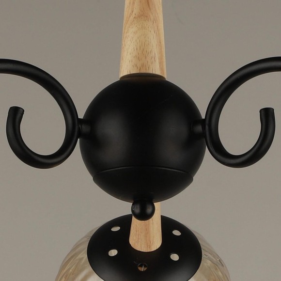 Потолочная люстра Reluce 04886-0.3-03 BK+WOOD Потолочная люстра Reluce 04886-0.3-03 BK+WOOD