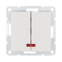 Выключатель LK Studio 2-кл., с индикаторами (схема 5L) 16 A, 250 B (белый) LK60 861204-1