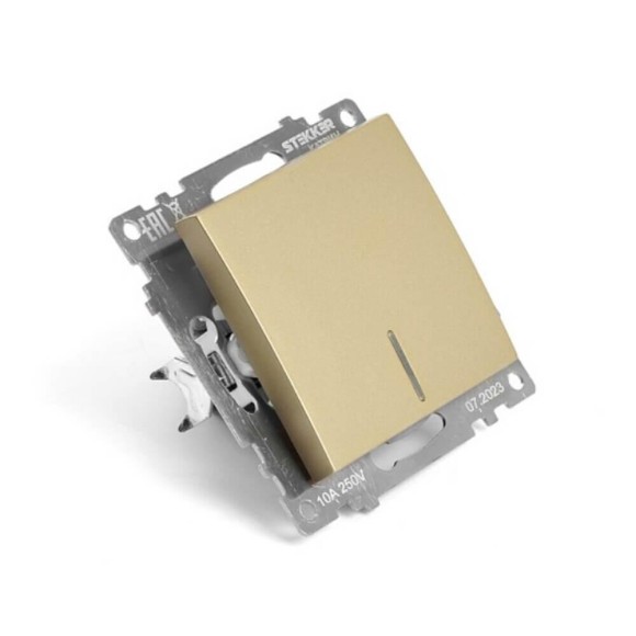 Выключатель одноклавишный Stekker Катрин с подсветкой золото GLS10-7101-08 49215 Выключатель одноклавишный Stekker Катрин с подсветкой золото GLS10-7101-08 49215