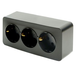 Розетка тройная 2P+PE Stekker София черный матовый MST16-13-05 49502 Розетка тройная 2P+PE Stekker София черный матовый MST16-13-05 49502