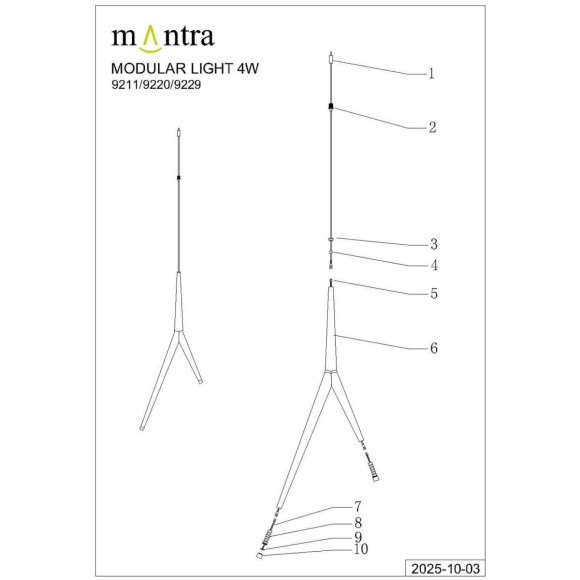 Подвесной модульный светильник без основания Mantra Arrecife 9220