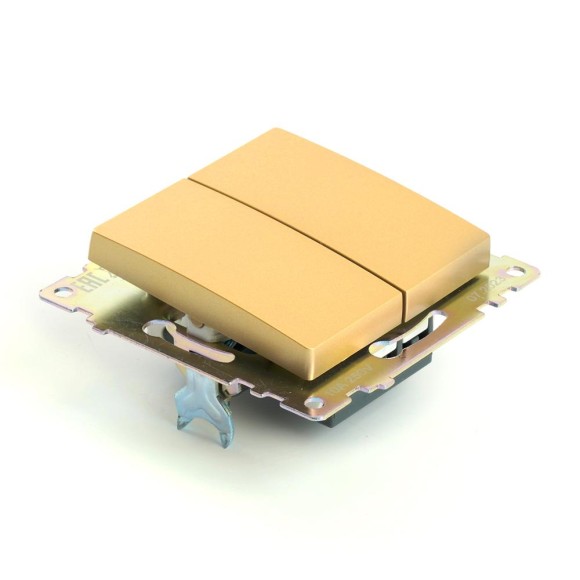 Переключатель двухклавишный Stekker Катрин золото GLS10-7107-08 49220 Переключатель двухклавишный Stekker Катрин золото GLS10-7107-08 49220